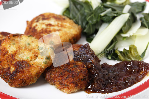 Image of Fish cakes with onion marmalade