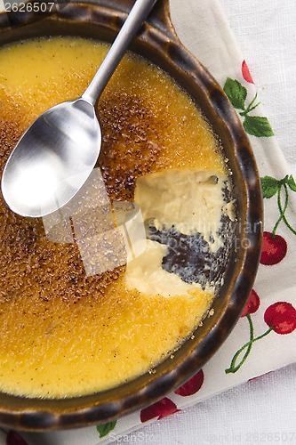 Image of French dessert - cream brulee, burnt cream 