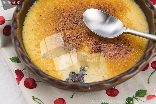 Image of French dessert - cream brulee, burnt cream 