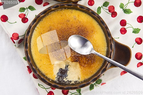 Image of French dessert - cream brulee, burnt cream 