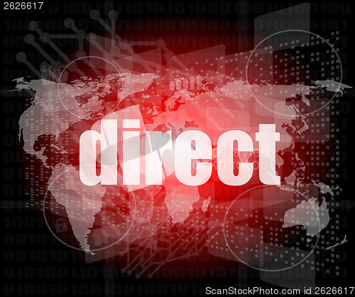 Image of business concept: word direct on digital background