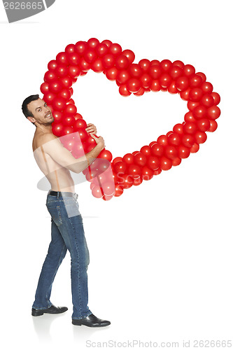 Image of Man peeping through the heart shape
