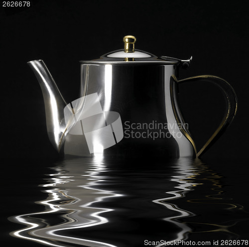 Image of sinking metallic tea pot