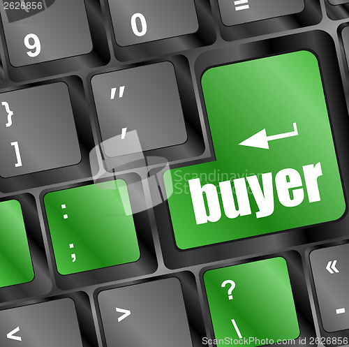 Image of buyer button on keyboard key - business concept