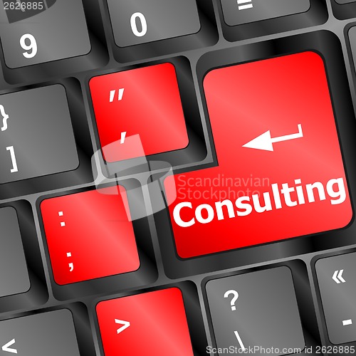 Image of Consulting word on keyboard keys, business concept