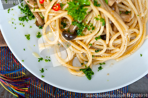 Image of Italian pasta and mushroom sauce 