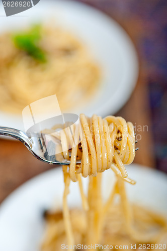 Image of Italian pasta and mushroom sauce 