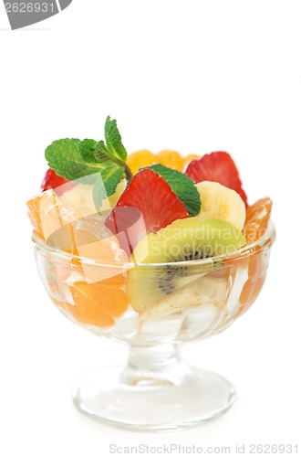 Image of glass bowl with fresh fruits salad