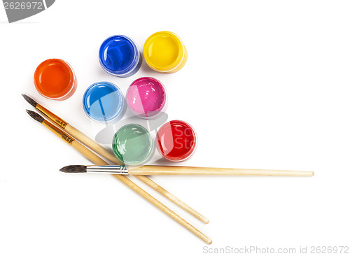 Image of gouache of paint and brush