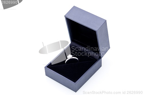 Image of Jewelry box with elegant silver ring