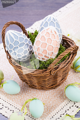 Image of beautiful easter egg decoration colorfull eggs 