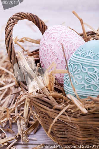 Image of beautiful easter egg decoration colorfull eggs seasonal pastel 