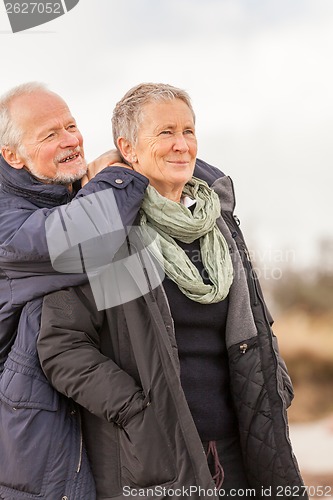 Image of happy senior couple elderly people together outdoor