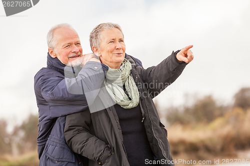 Image of happy senior couple elderly people together outdoor