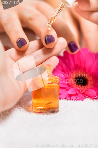 Image of manicure making in beauty spa salon