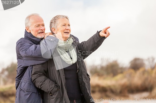 Image of happy senior couple elderly people together outdoor