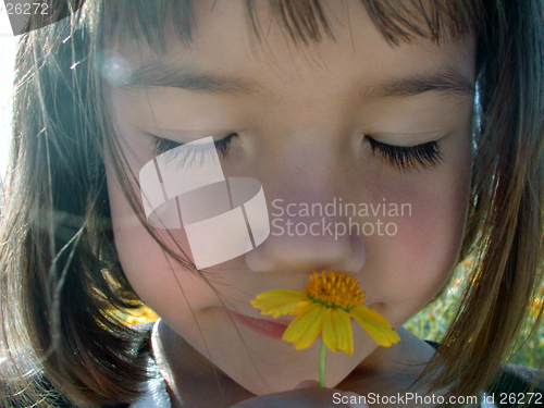 Image of Little Girl and Flower