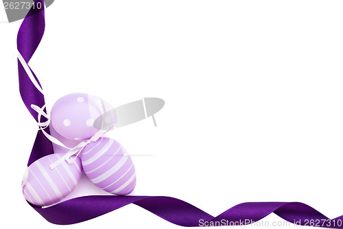 Image of Easter background with three traditional eggs