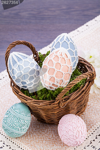 Image of beautiful easter egg decoration colorfull eggs 