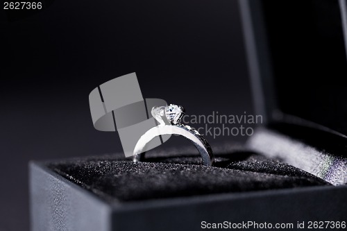 Image of Jewelry box with elegant silver ring