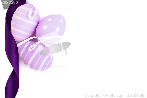 Image of Easter background with three traditional eggs