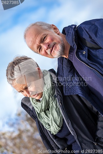 Image of happy senior couple elderly people together outdoor