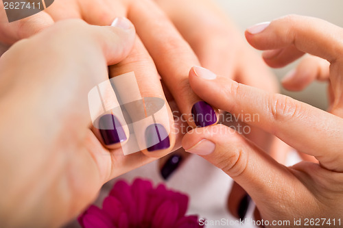 Image of manicure making in beauty spa salon