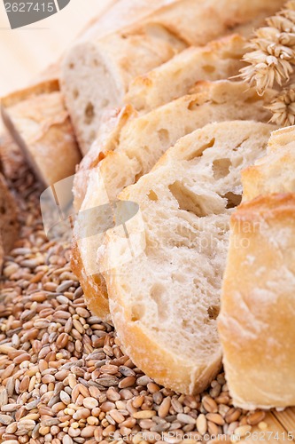 Image of fresh tasty mixed bread slice bakery loaf