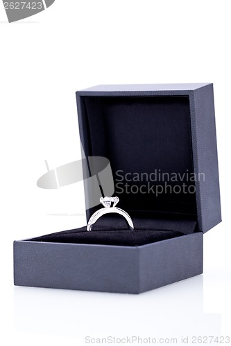 Image of Jewelry box with elegant silver ring