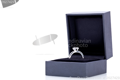 Image of Jewelry box with elegant silver ring