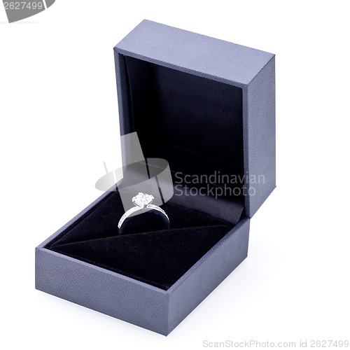 Image of Jewelry box with elegant silver ring