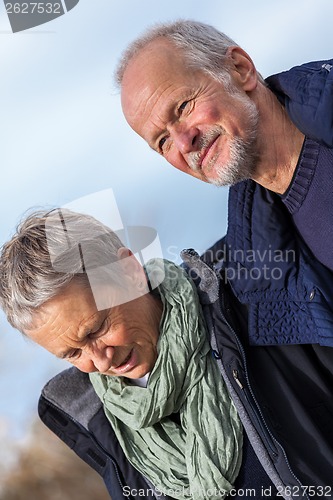 Image of happy senior couple elderly people together outdoor