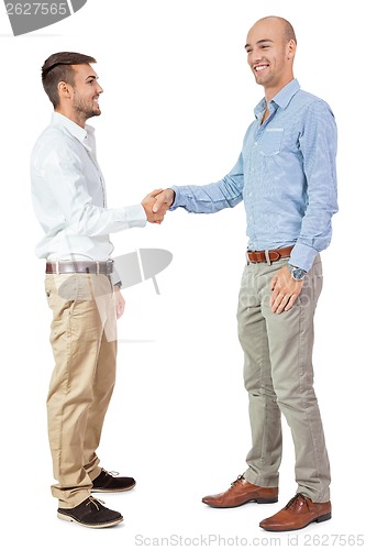 Image of two business man and business card  isolated 