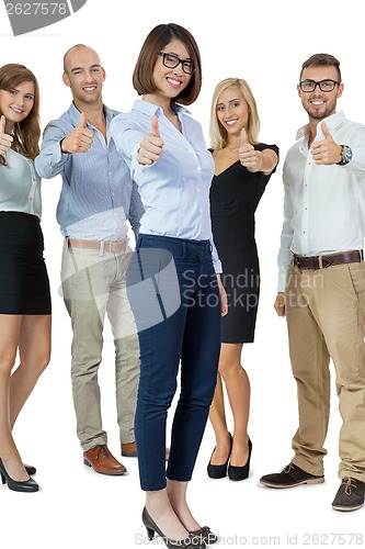 Image of Successful business team cheering