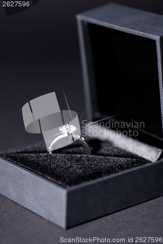 Image of Jewelry box with elegant silver ring