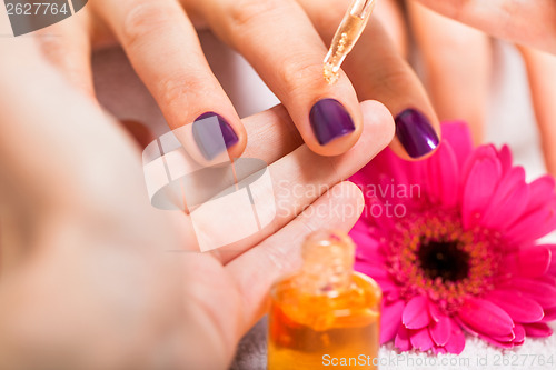 Image of manicure making in beauty spa salon