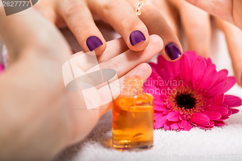 Image of manicure making in beauty spa salon