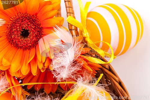 Image of Colourful yellow decorated Easter eggs