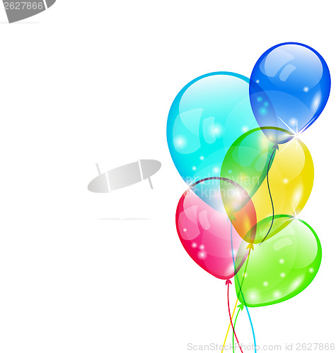 Image of Flying colorful balloons isolated on white background