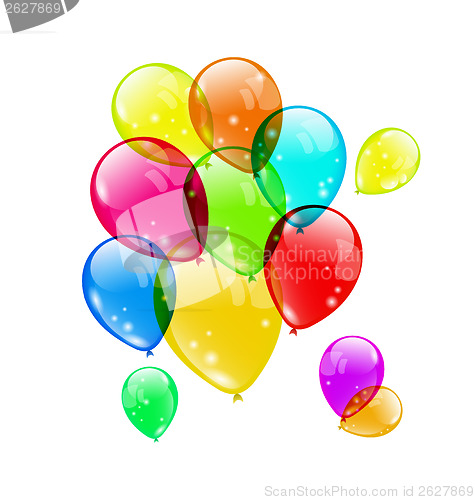 Image of Set colorful balloons on white background for your holiday 