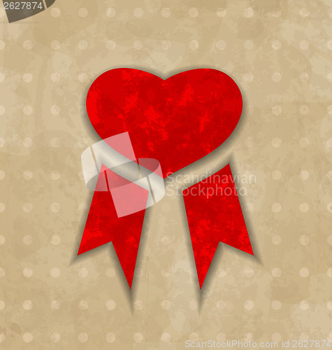 Image of Award ribbon heart for Valentines day, vintage design