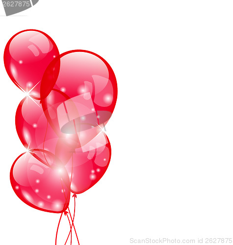 Image of Flying red balloons isolated on white background