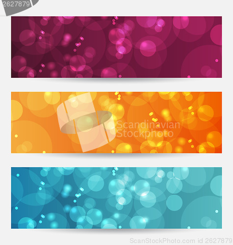 Image of Set of abstract banners with bokeh effect