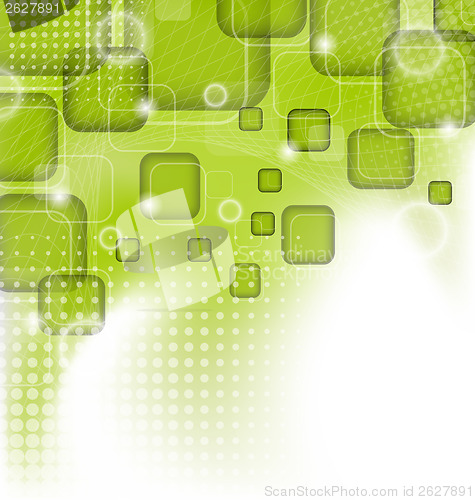 Image of Futuristic set squares, abstract green background