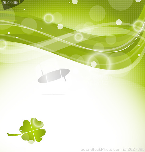 Image of Abstract wavy background with clover for St. Patrick's Day 