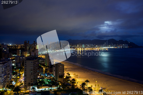 Image of View of Benidorm at night, Costa Blanca, Spain