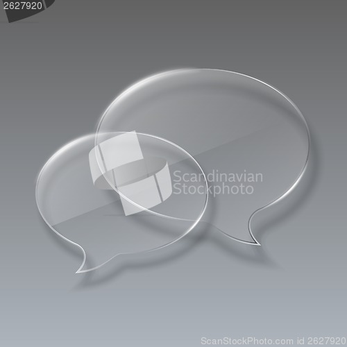 Image of Two Glass bubbles speech on gray background.