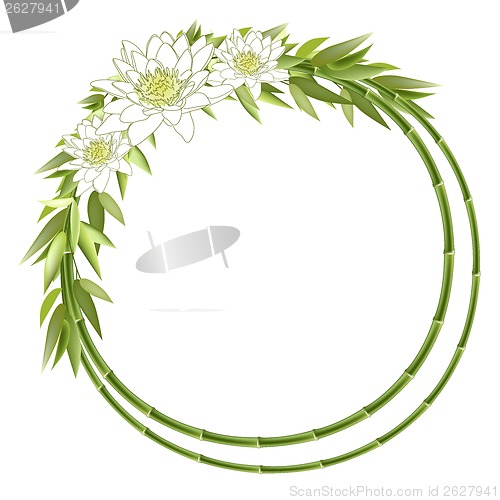 Image of Bamboo round frame with flowers