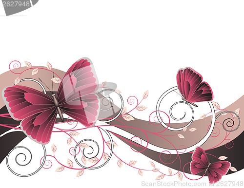 Image of floral illustration with butterflies