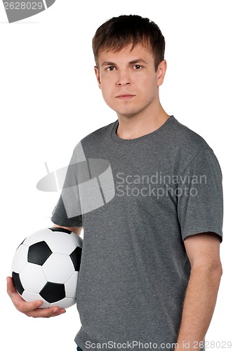 Image of Man with classic soccer ball